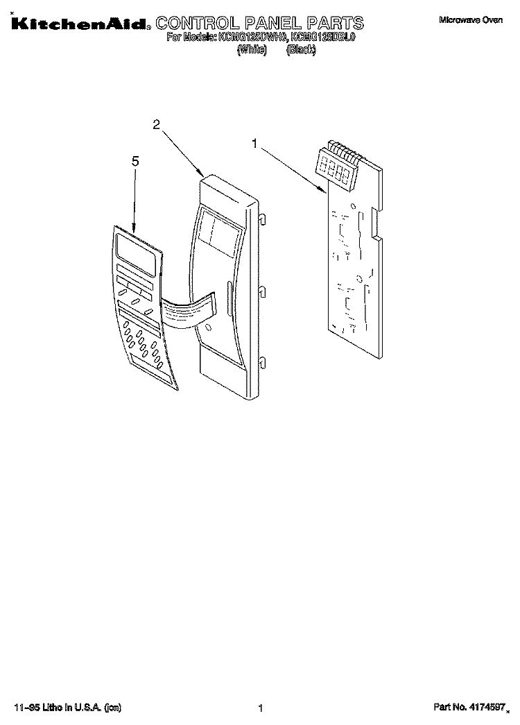 CONTROL PANEL Diagram and Parts List for KCMG125DWH0  KitchenAid Microwave