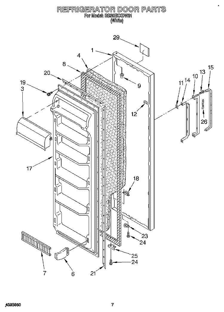 REFRIGERATOR DOOR Diagram and Parts List for RS20EKXDW01  Roper Refrigerator