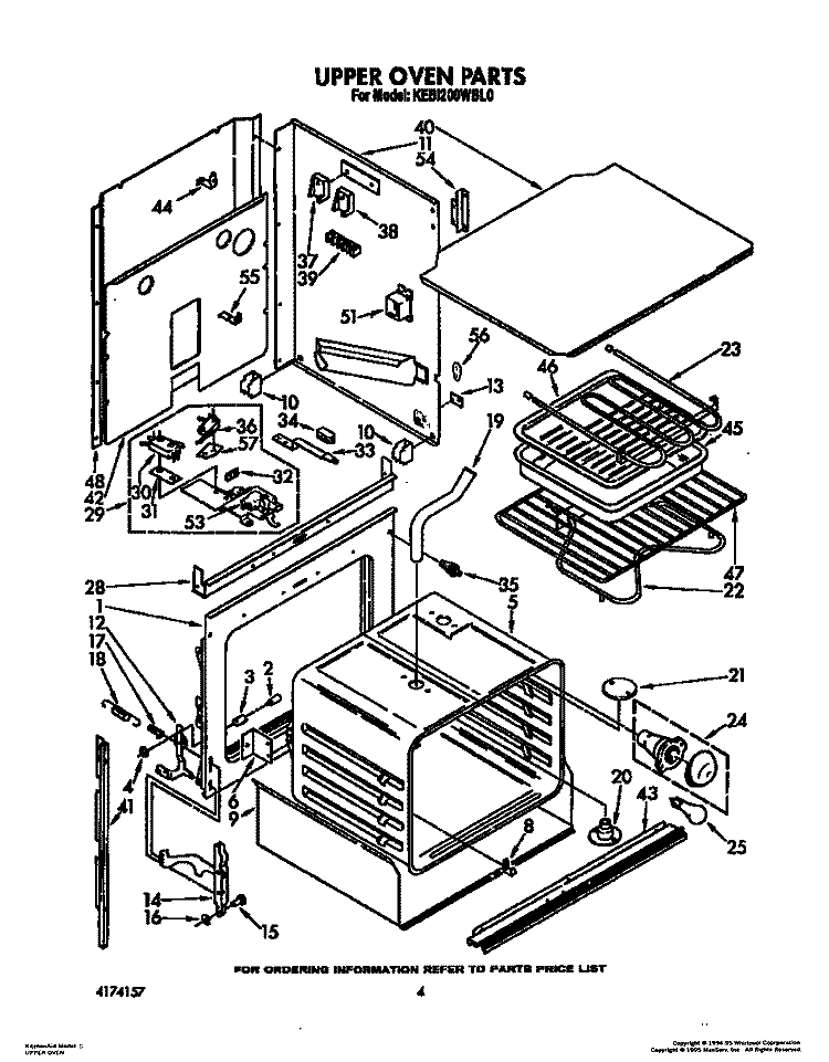 UPPER OVEN Diagram and Parts List for KEBI200WBL0  KitchenAid Wall Oven