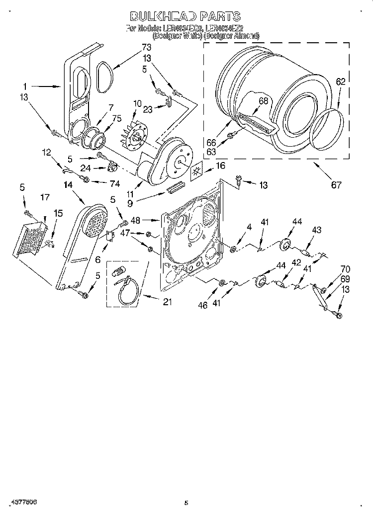SECTION Diagram and Parts List for LER4634EZ2  Whirlpool Dryer
