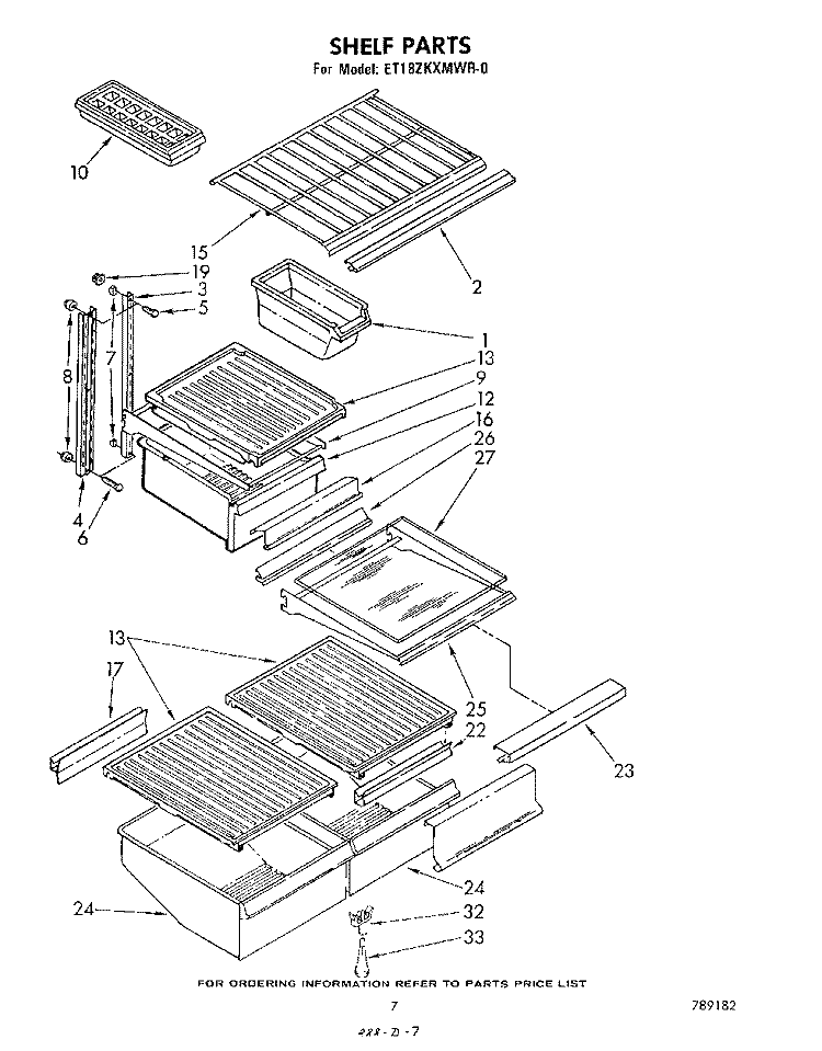 SHELF Diagram and Parts List for ET18ZKXMWR0  Whirlpool Refrigerator