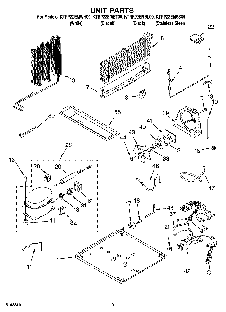 UNIT PARTS Diagram and Parts List for KTRP22EMSS00  KitchenAid Refrigerator