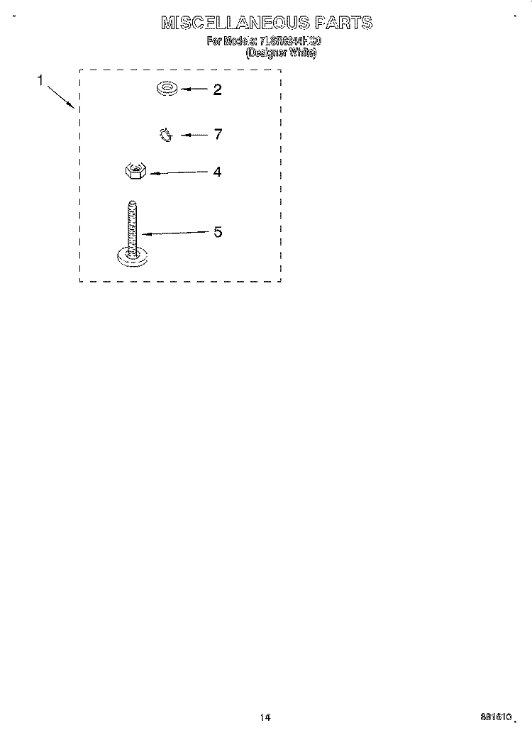 MISCELLANEOUS, LIT/OPTIONAL Diagram and Parts List for 7LSR8244HQ0  Whirlpool Washer
