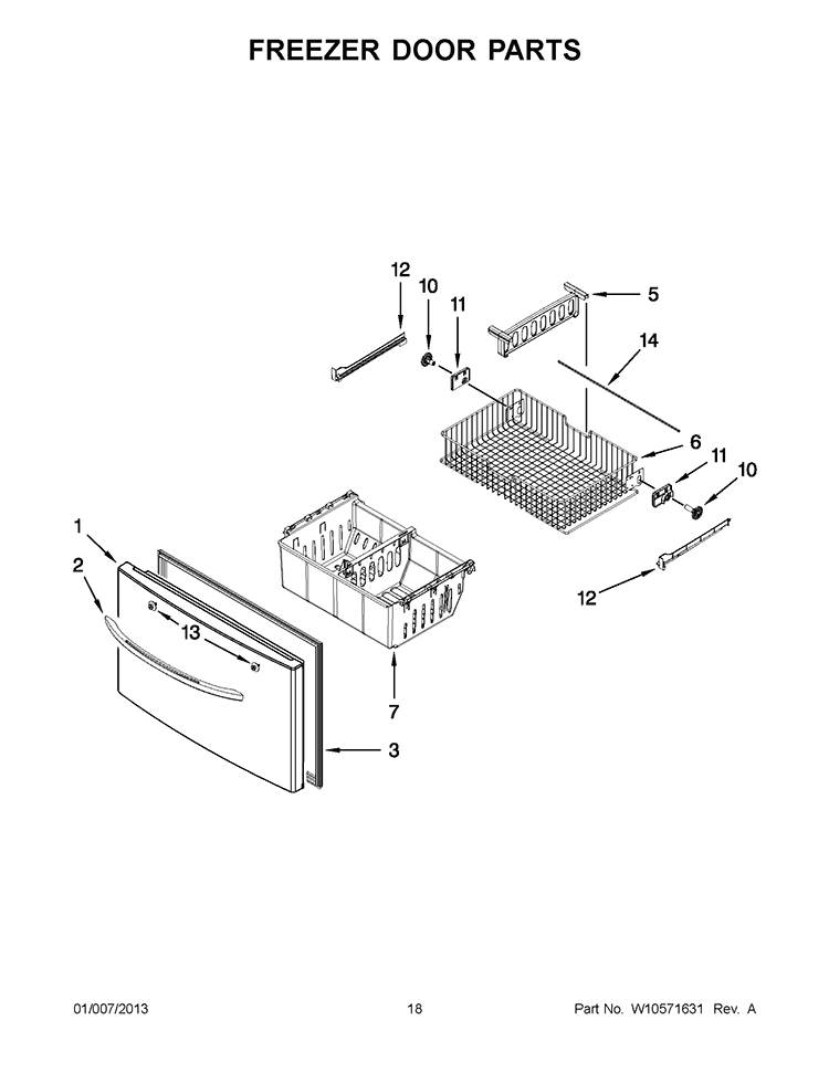 FREEZER DOOR PARTS Diagram and Parts List for GI6FARXXY08  Whirlpool Refrigerator