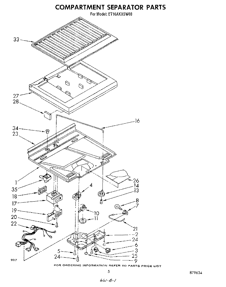 COMPARTMENT SEPARATOR Diagram and Parts List for ET16AKXSW00  Whirlpool Refrigerator