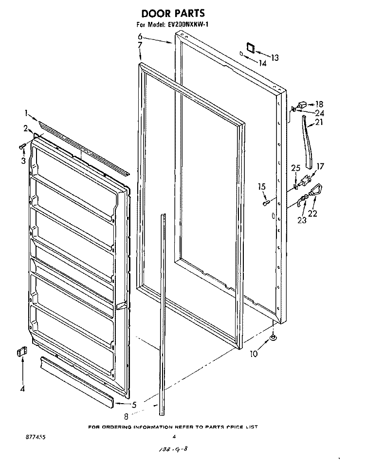 DOOR, LIT/OPTIONAL Diagram and Parts List for EV200NXKW1  Whirlpool Freezer