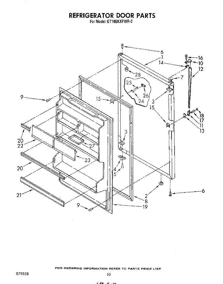 REFRIGERATOR DOOR, NOT ILLUSTRATED Diagram and Parts List for ET18EKXPWR2  Whirlpool Refrigerator