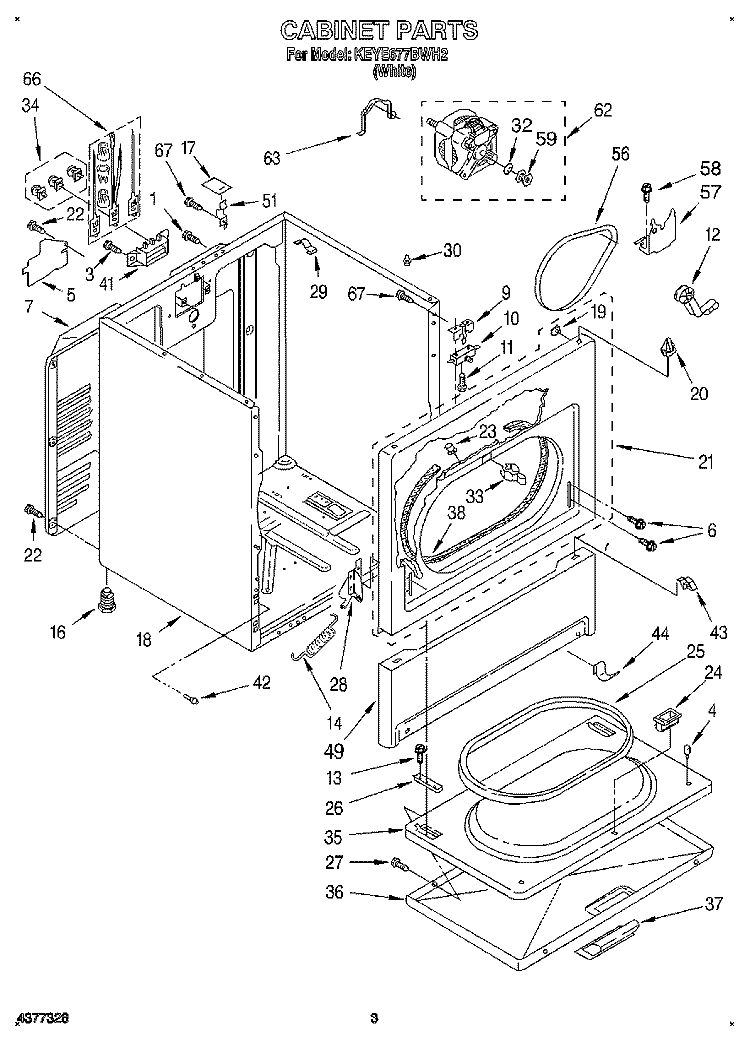 SECTION Diagram and Parts List for KEYE677BWH2  KitchenAid Dryer