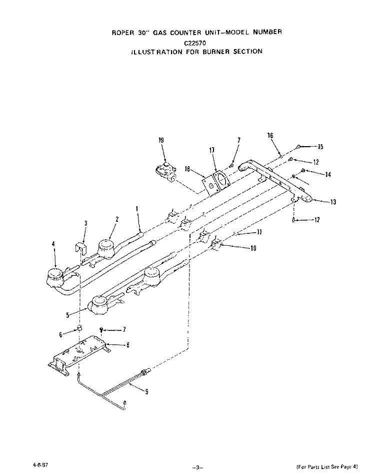 BURNER Diagram and Parts List for C2257^0  Whirlpool Cooktop