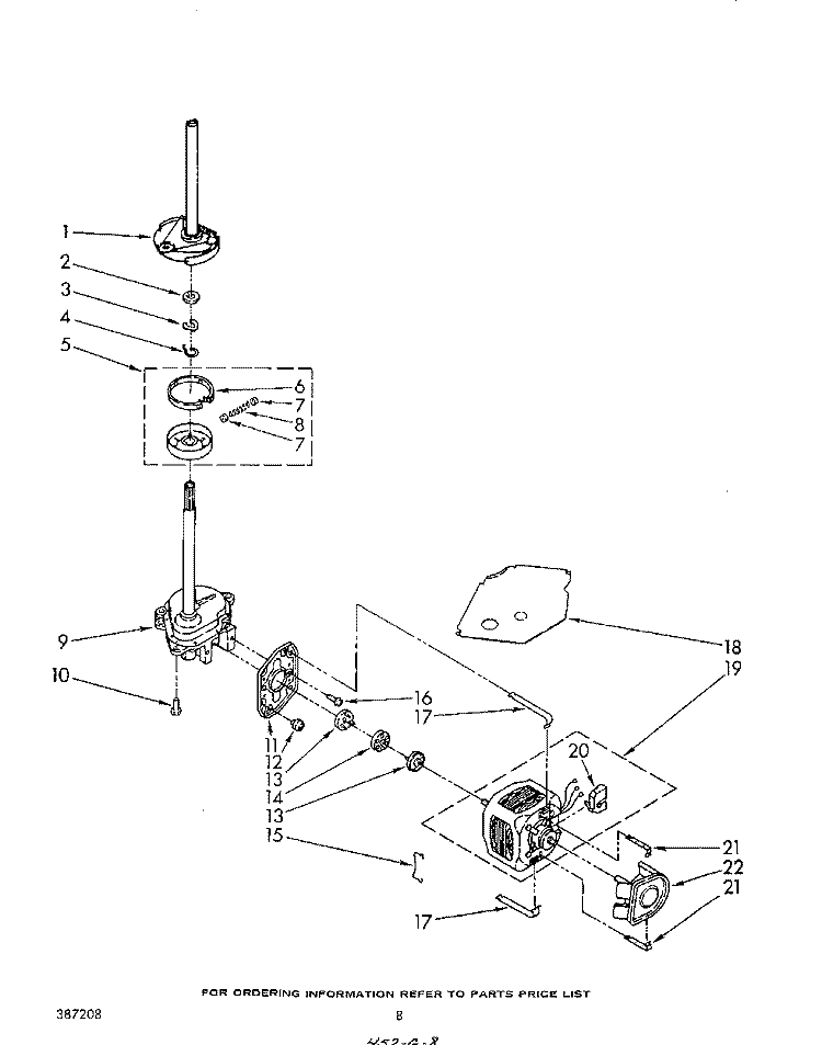 BRAKE, CLUTCH, GEARCASE, MOTOR AND PUMP Diagram and Parts List for LA7460XMW0  Whirlpool Washer