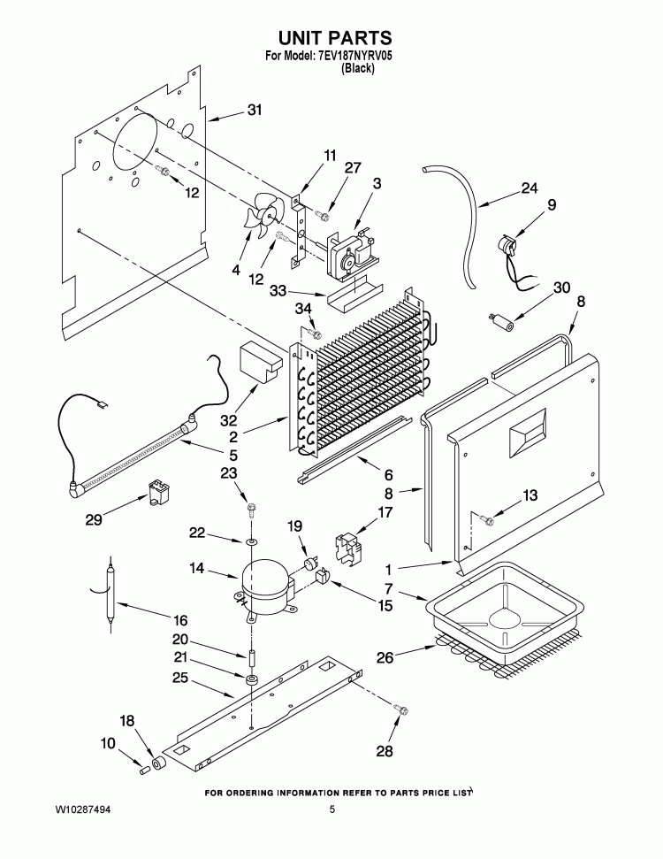 UNIT PARTS Diagram and Parts List for 7EV187NYRV05  Whirlpool Freezer