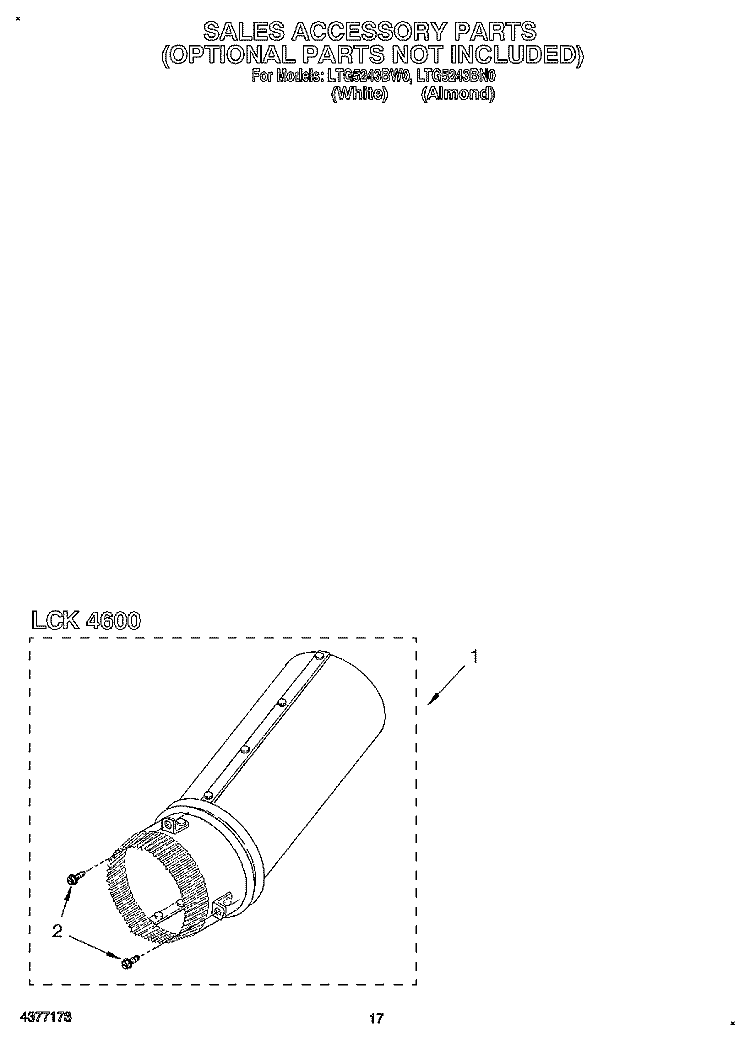 SECTION Diagram and Parts List for LTG5243BW0  Whirlpool Washer Dryer Combo