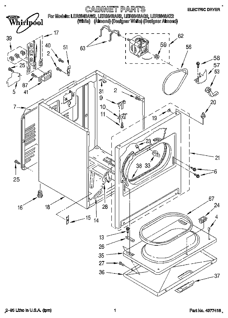 SECTION Diagram and Parts List for LER6848AQ2  Whirlpool Dryer