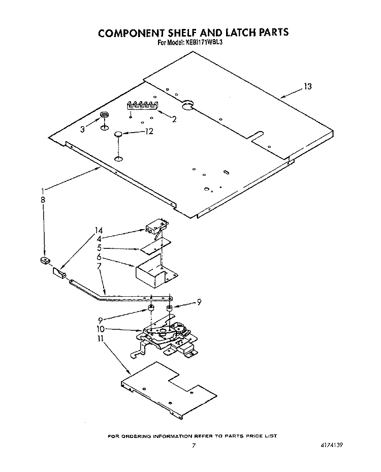 COMPONENT SHELF AND LATCH Diagram and Parts List for KEBI171WBL3  KitchenAid Wall Oven