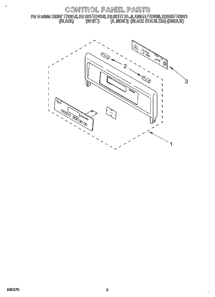 CONTROL PANEL, LITERATURE Diagram and Parts List for KEBS177DWH6  KitchenAid Wall Oven