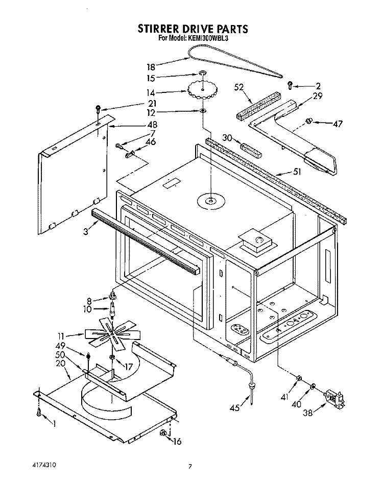STIRRER DRIVE Diagram and Parts List for KEMI300WBL3  KitchenAid Microwave Oven Combo