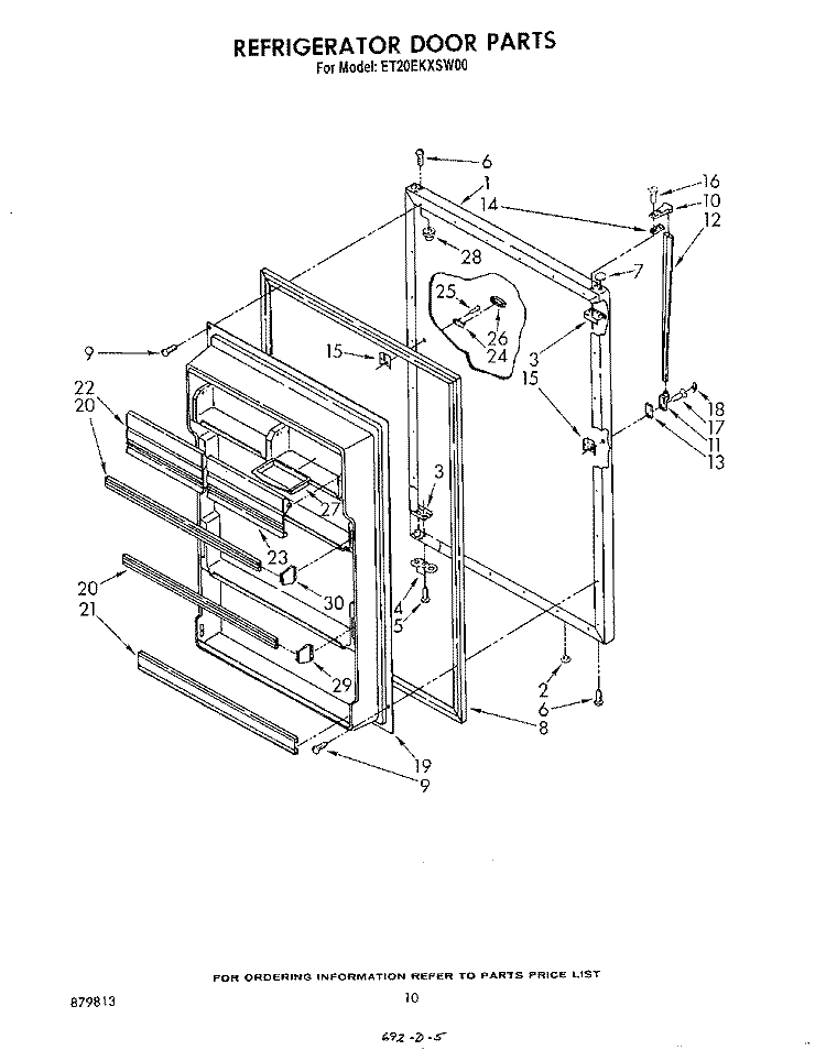 REFRIGERATOR DOOR Diagram and Parts List for ET20EKXSW00  Whirlpool Refrigerator