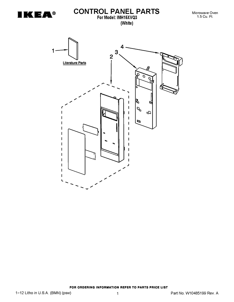 CONTROL PANEL PARTS Diagram and Parts List for IMH15XVQ3  Whirlpool Microwave