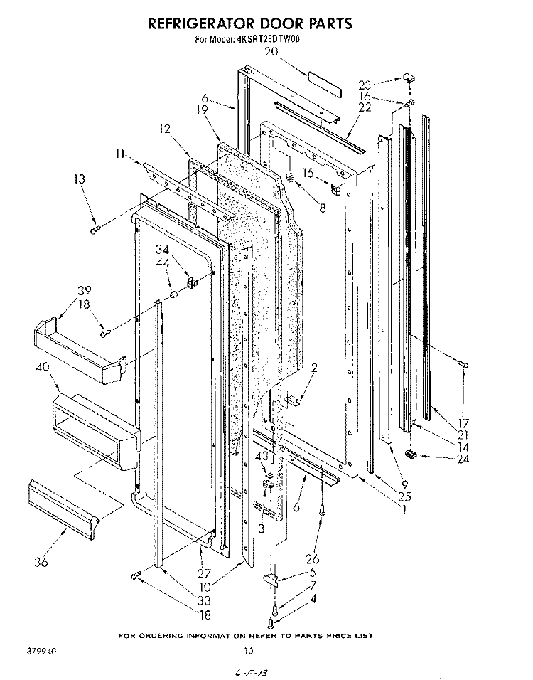 REFRIGERATOR DOOR Diagram and Parts List for 4KSRT26DTW00  KitchenAid Refrigerator
