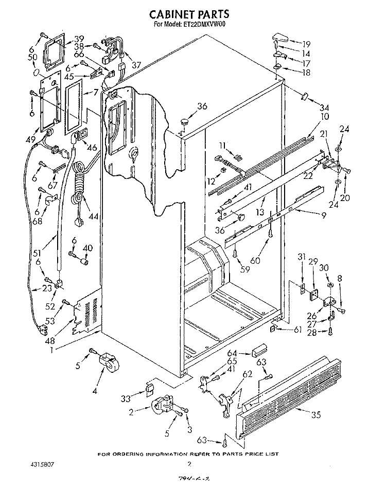 CABINET Diagram and Parts List for ET22DMXVM00  Whirlpool Refrigerator