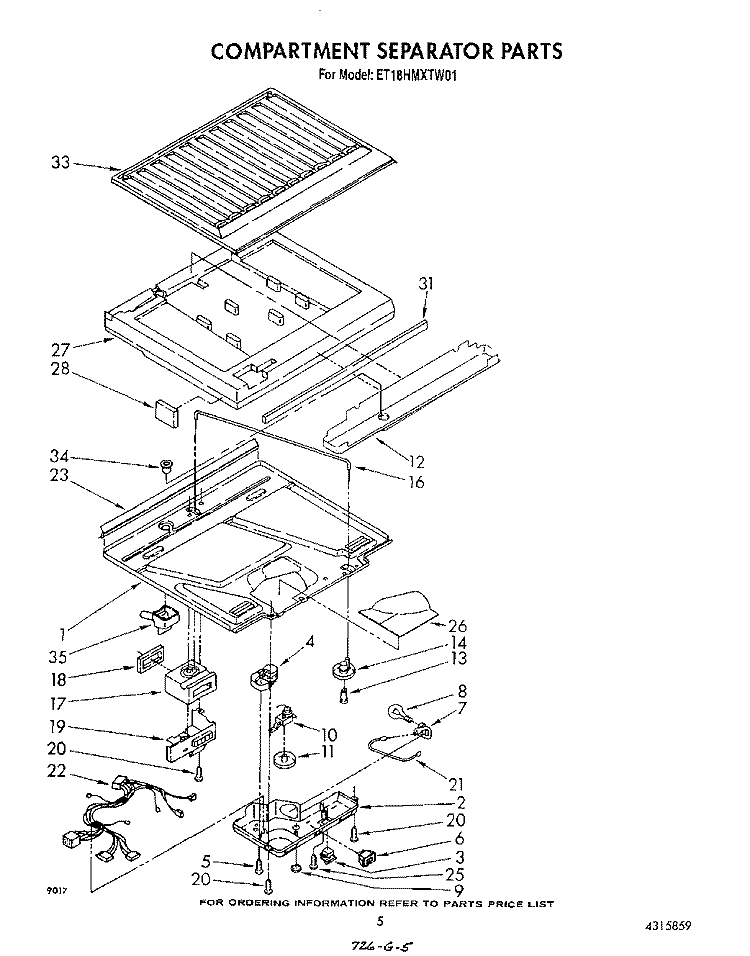 COMPARTMENT SEPARATOR Diagram and Parts List for ET18HMXTM01  Whirlpool Refrigerator