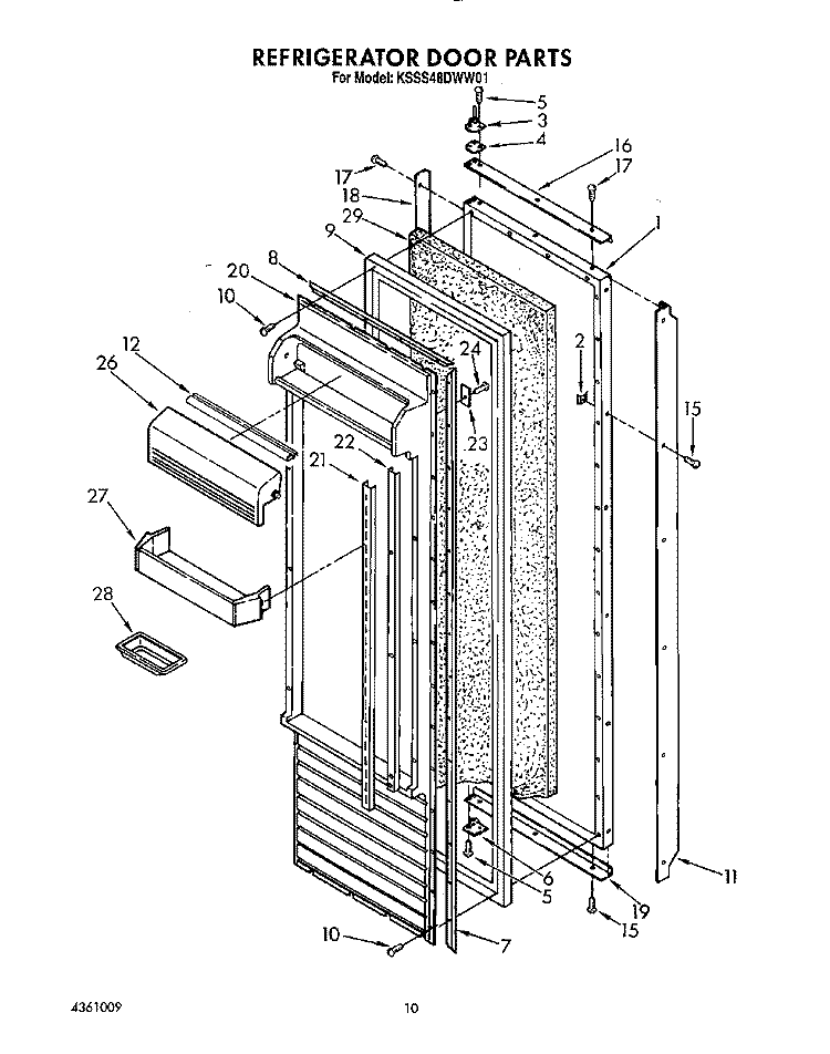 REFRIGERATOR DOOR Diagram and Parts List for KSSS48DWW01  KitchenAid Refrigerator