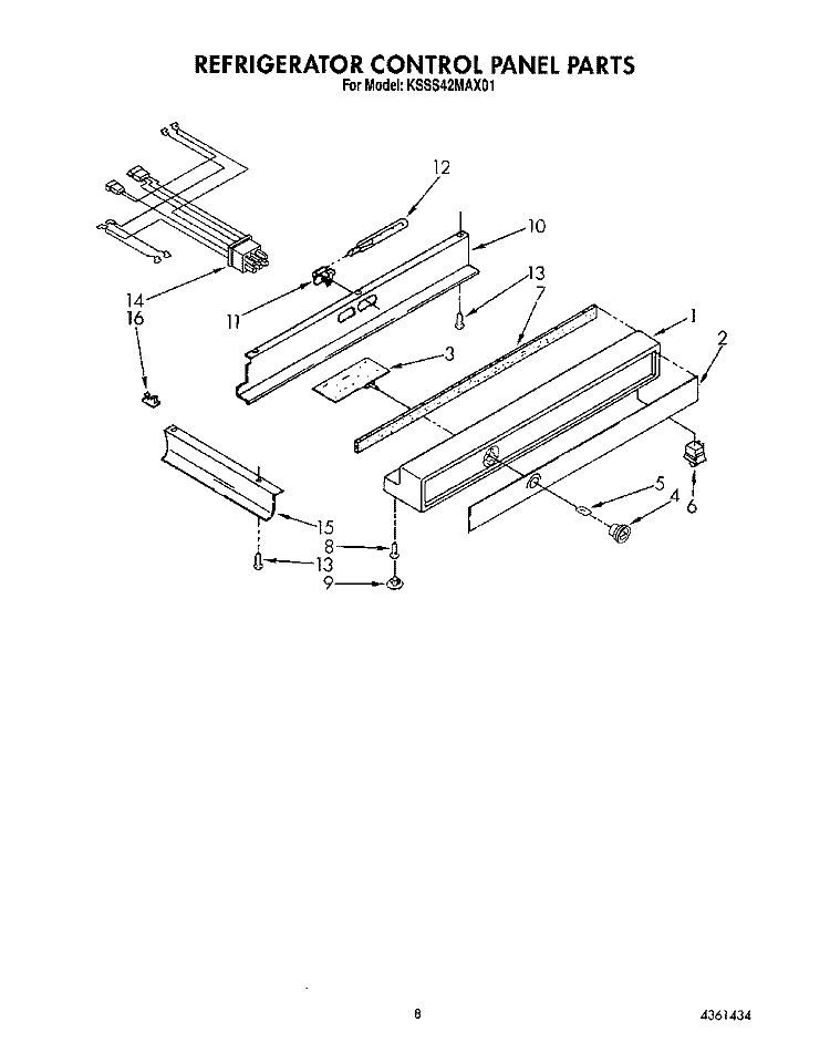REFRIGERATOR CONTROL PANEL Diagram and Parts List for KSSS42MAX01  KitchenAid Refrigerator