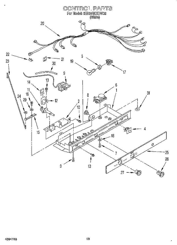 CONTROL, LIT/OPTIONAL Diagram and Parts List for 6ED20TKXDW02  Whirlpool Refrigerator