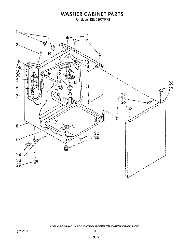 WASHER CABINET Diagram and Parts List for KELC500TAL1  KitchenAid Washer Dryer Combo