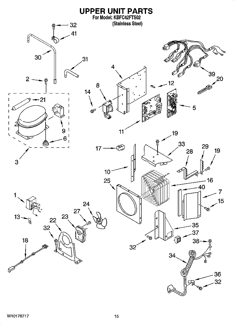 UPPER UNIT PARTS Diagram and Parts List for KBFC42FTS02  KitchenAid Refrigerator