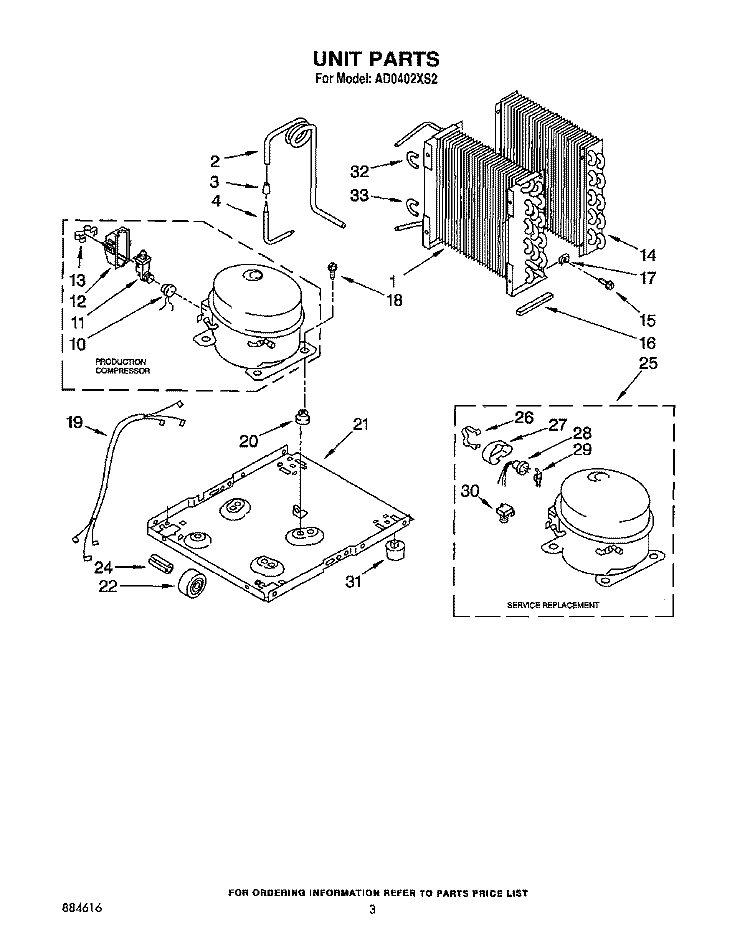 SECTION Diagram and Parts List for AD0402XS2  Whirlpool Dehumidifier