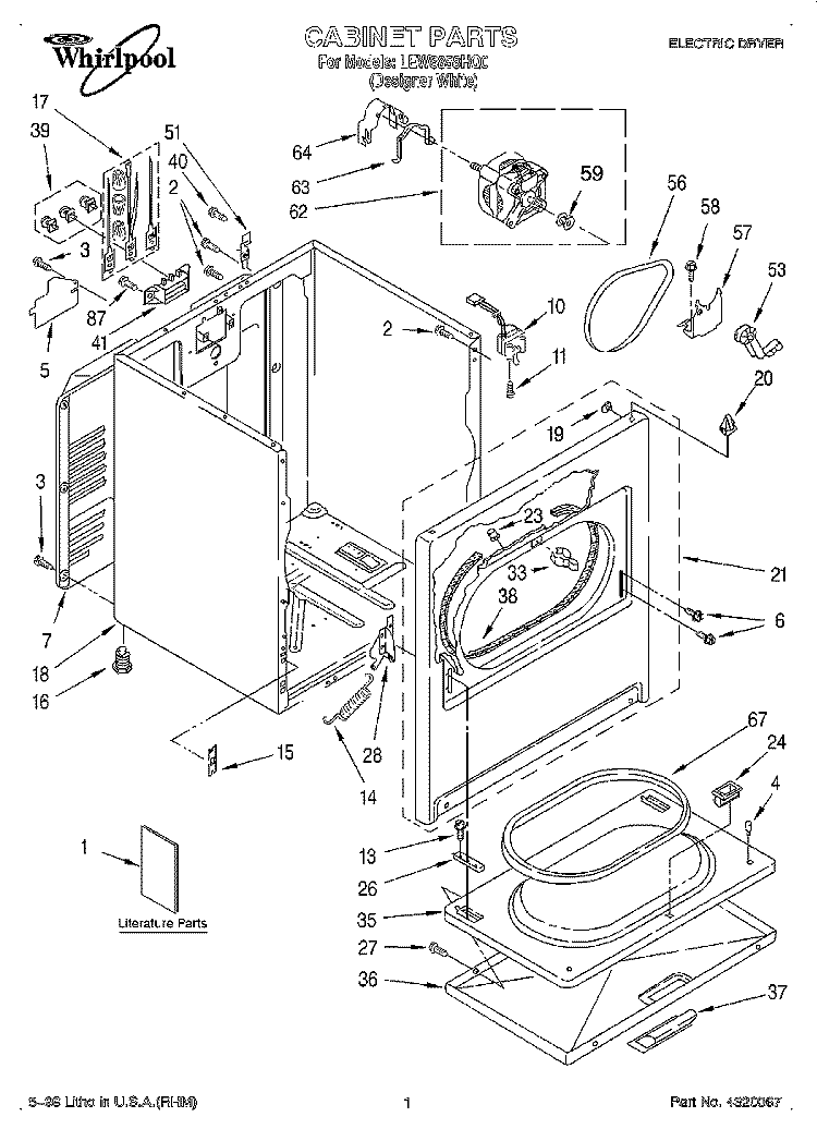 SECTION Diagram and Parts List for LEW8858HQ0  Whirlpool Dryer