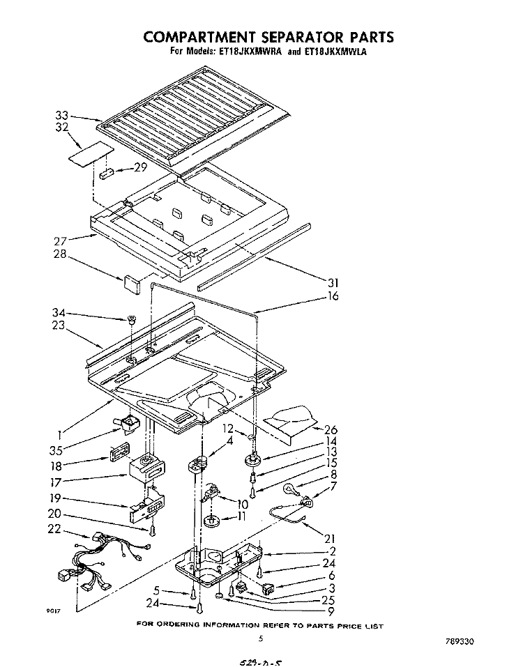 COMPARTMENT SEPARATOR Diagram and Parts List for ET18JKXMWRA  Whirlpool Refrigerator