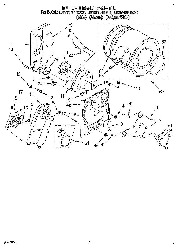 SECTION Diagram and Parts List for LET5624BW2  Whirlpool Dryer