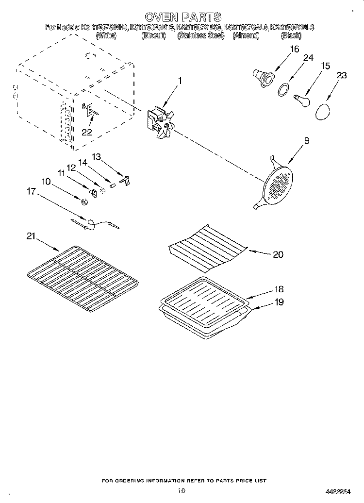 OVEN Diagram and Parts List for KGRT507GBL0  KitchenAid Range