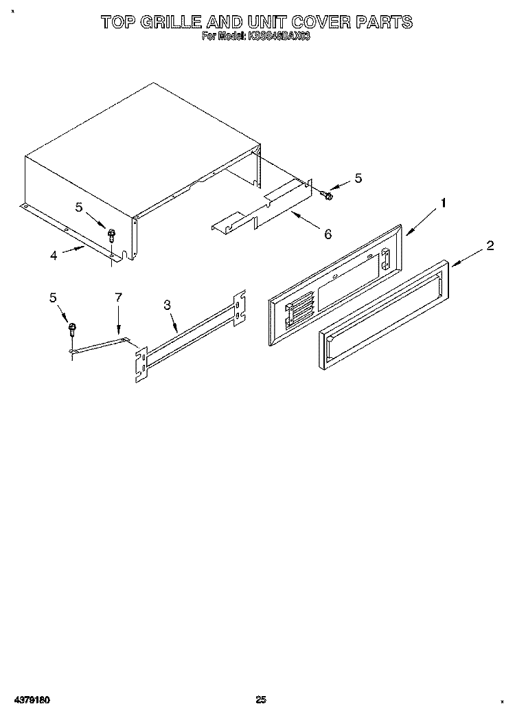 TOP GRILLE AND UNIT COVER Diagram and Parts List for KSSS48DAX03  KitchenAid Refrigerator