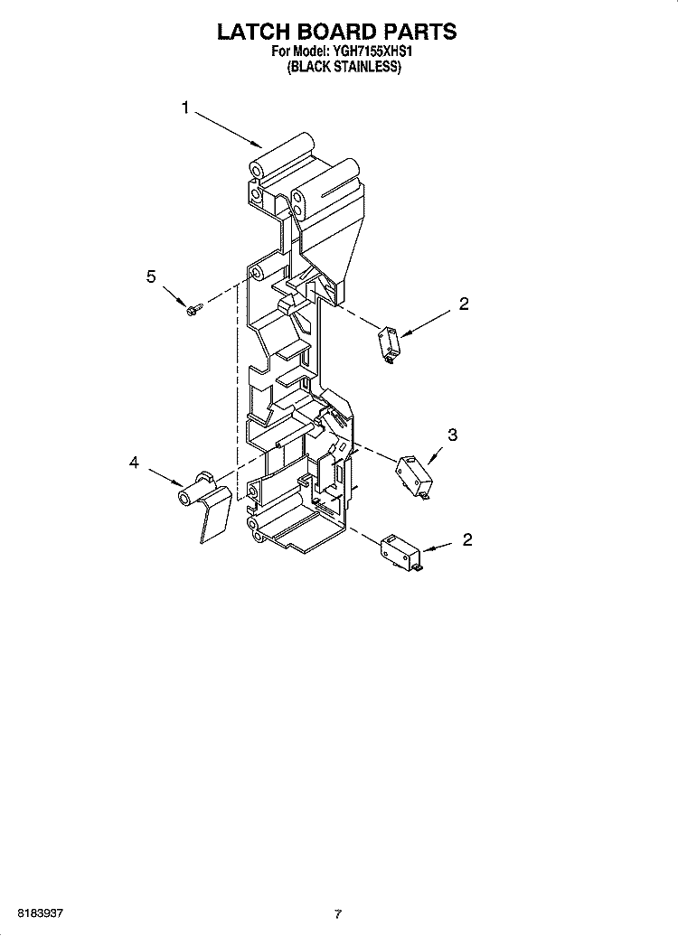 LATCH BOARD PARTS Diagram and Parts List for YGH7155XHS1  Whirlpool Microwave