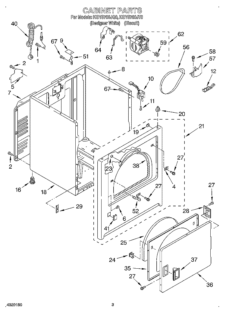 CABINET Diagram and Parts List for KGYS700JQ0  KitchenAid Dryer