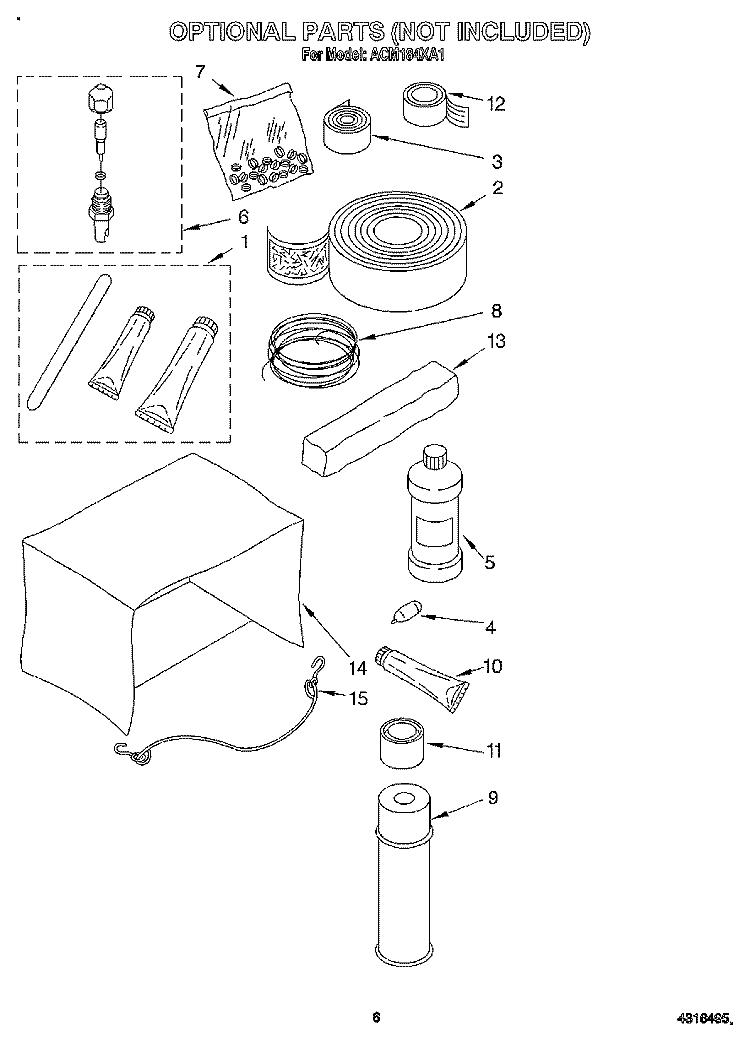OPTIONAL Diagram and Parts List for ACM184XA1  Whirlpool Air Conditioner