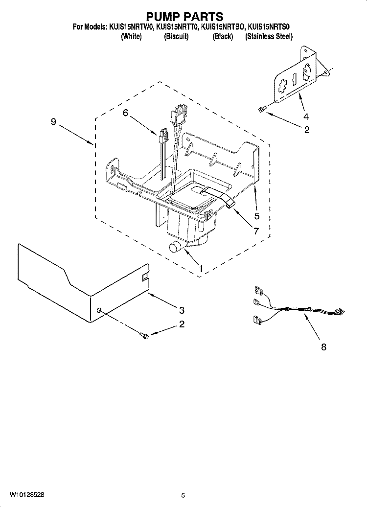 PUMP PARTS Diagram and Parts List for KUIS15NRTBO  KitchenAid Ice Maker