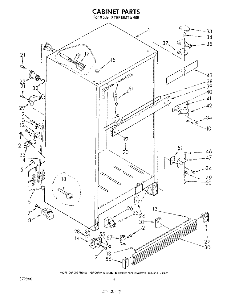CABINET Diagram and Parts List for KTRF18MTPL00  Whirlpool Refrigerator