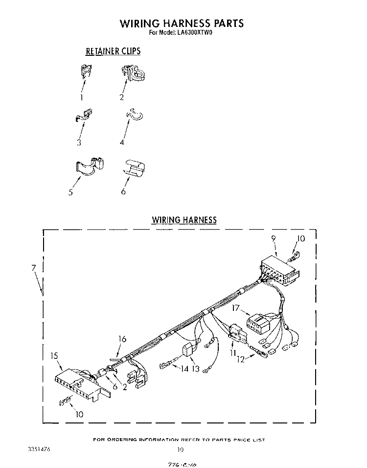 WIRING HARNESS Diagram and Parts List for LA6300XTF0  Whirlpool Washer