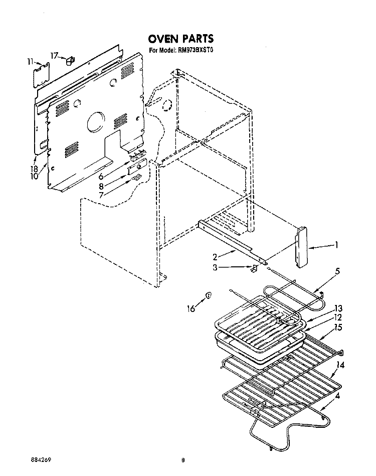 OVEN(CONTINUED) Diagram and Parts List for RM973BXST0  Whirlpool Microwave Oven Combo