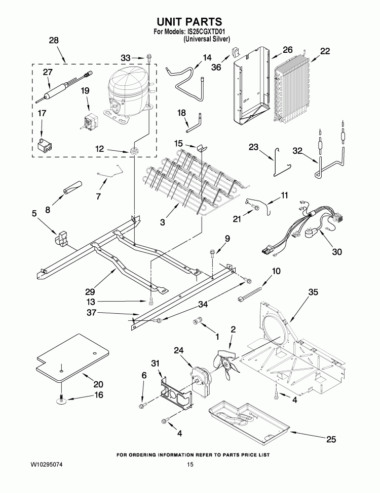 UNIT PARTS Diagram and Parts List for IS25CGXTD01  Inglis Refrigerator