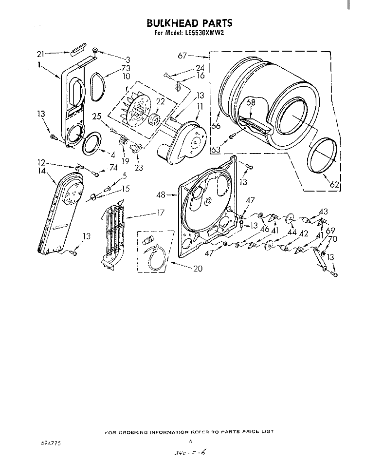SECTION Diagram and Parts List for LE5530XMW2  Whirlpool Dryer