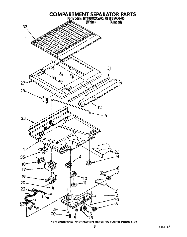 COMPARTMENT SEPARATOR Diagram and Parts List for RT18BMXXW00  Roper Refrigerator