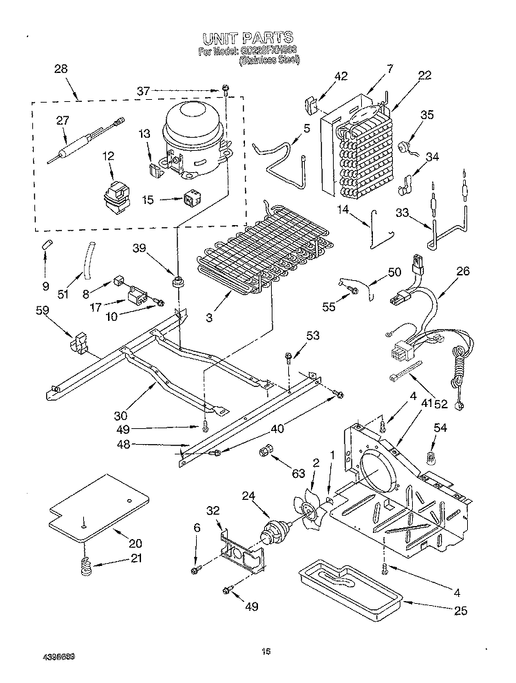 UNIT Diagram and Parts List for GD22SFXHS03  Whirlpool Refrigerator