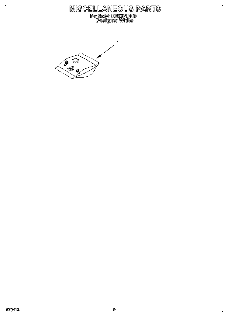 MISCELLANEOUS, LIT/OPTIONAL Diagram and Parts List for DU900PCDQ3  Whirlpool Dishwasher
