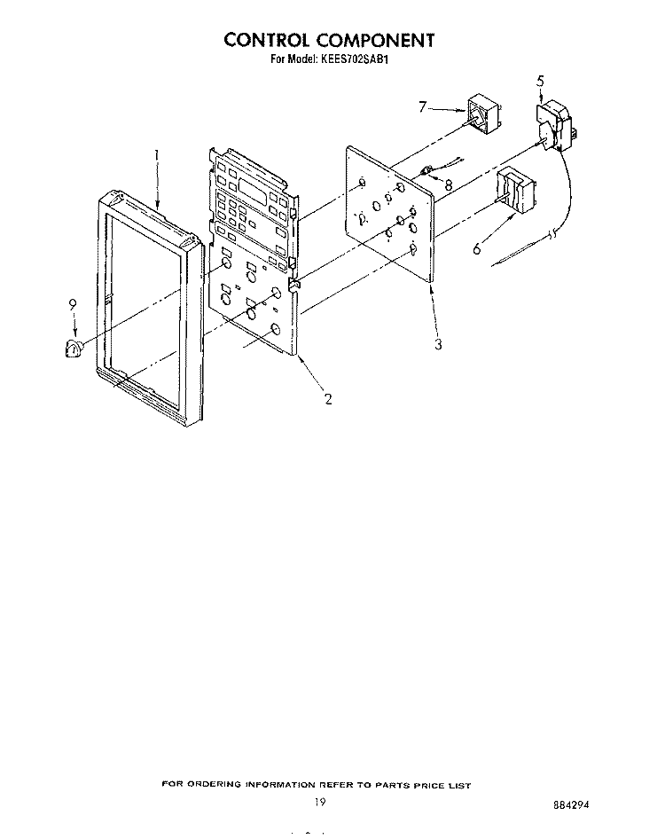 CONTROL Diagram and Parts List for KEES702SWB1  KitchenAid Microwave Oven Combo