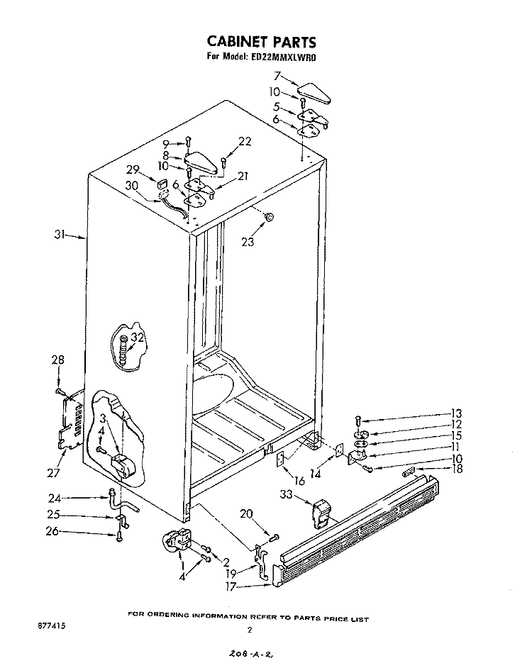 CABINET Diagram and Parts List for ED22MMXLWR0  Whirlpool Refrigerator